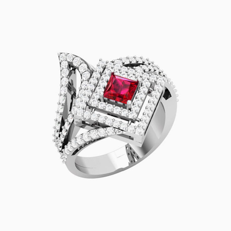 Deep Red Ruby Dress Ring