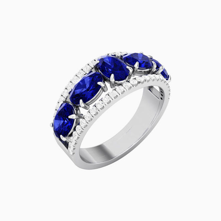 Natural Tanzanite and Diamond Band