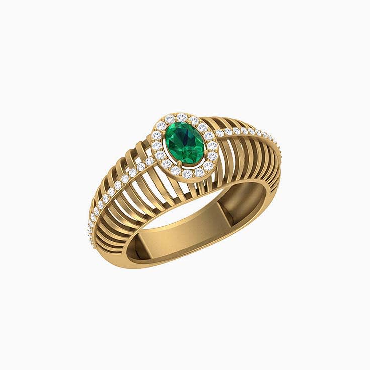 Natural Emerald and Diamond dress ring.