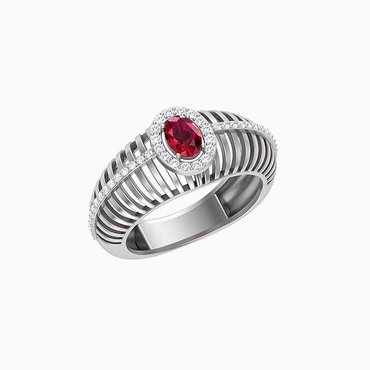 Natural Blood Pigeon Red Ruby and Diamond Dress Ring