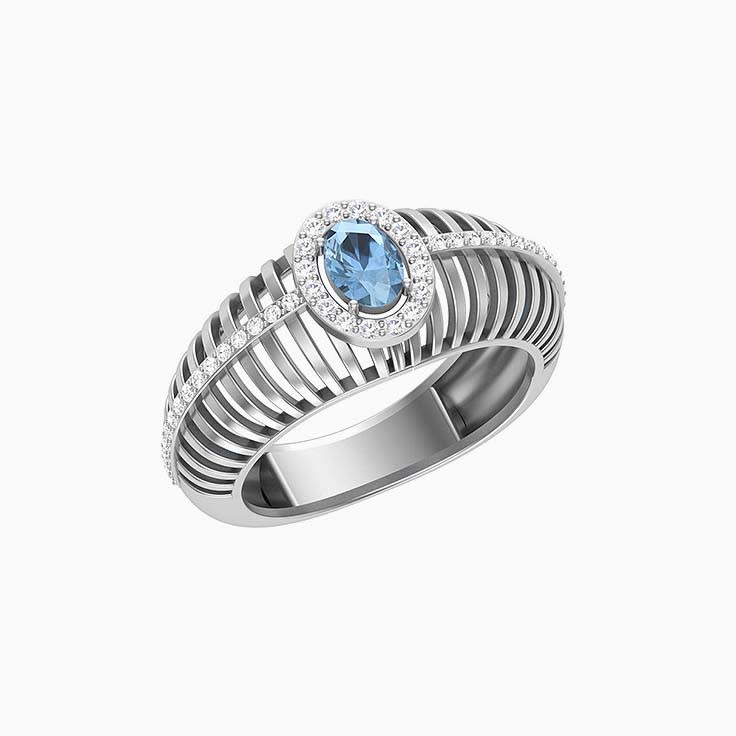 Natural Aquamarine and Diamond dress ring