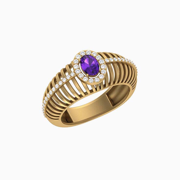 Natural Amethyst and Diamond dress ring