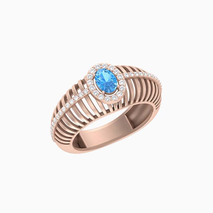 Natural Topaz Blue and Diamond dress ring