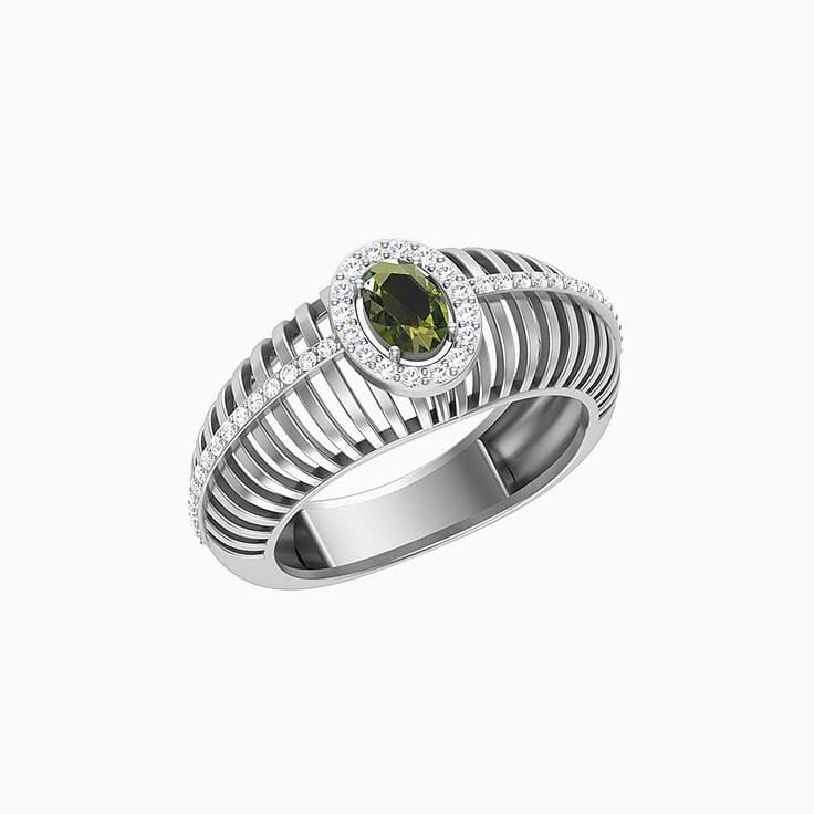 Natural Green Sapphire and Diamond dress ring