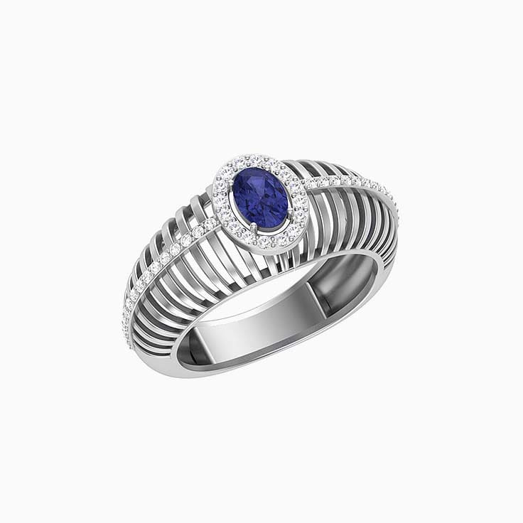 Natural Tanzanite and Diamond dress ring