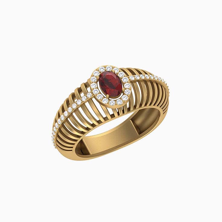 Natural Red Garnet and Diamond dress ring