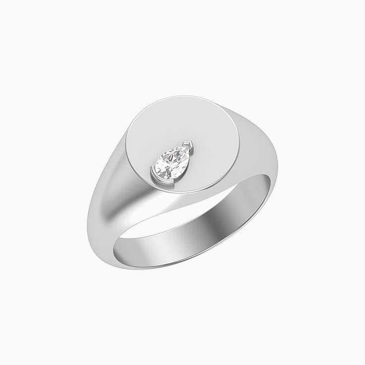 Pear Diamond On A Signet Ring