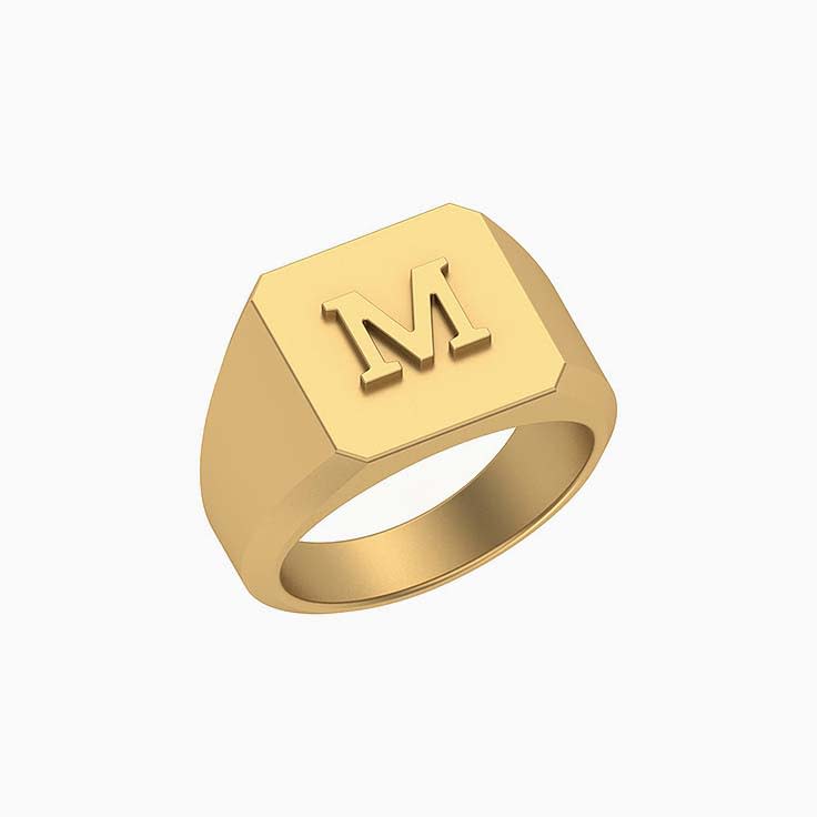 M initial signet ring