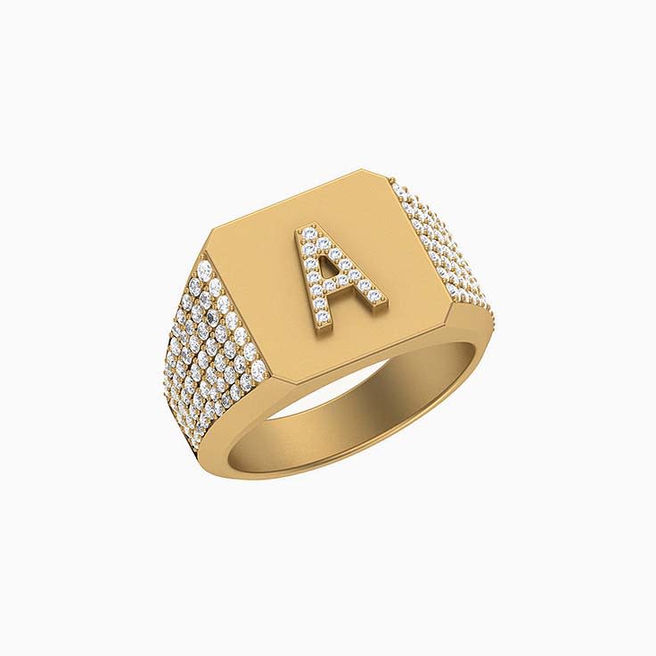 Personalised diamond signet ring