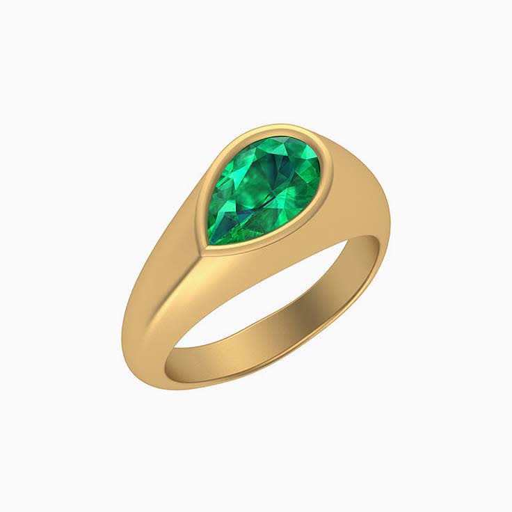 Solid gold and Lab grown Emerald ring