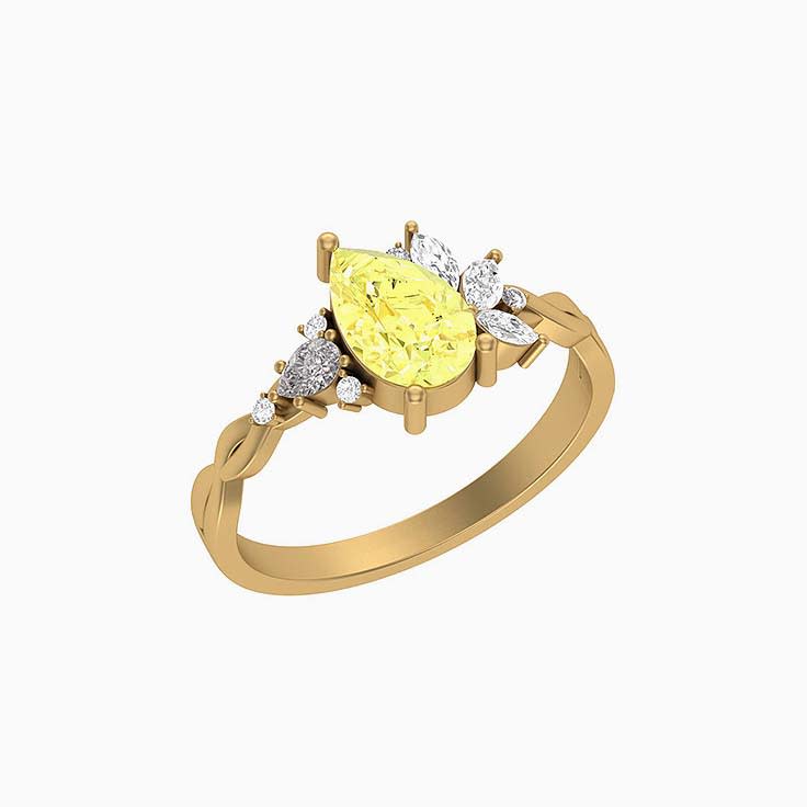 1ct Natural Yellow sapphire and Natural diamond ring