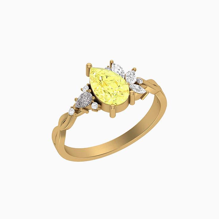 1ct Natural Yellow sapphire and Natural diamond ring