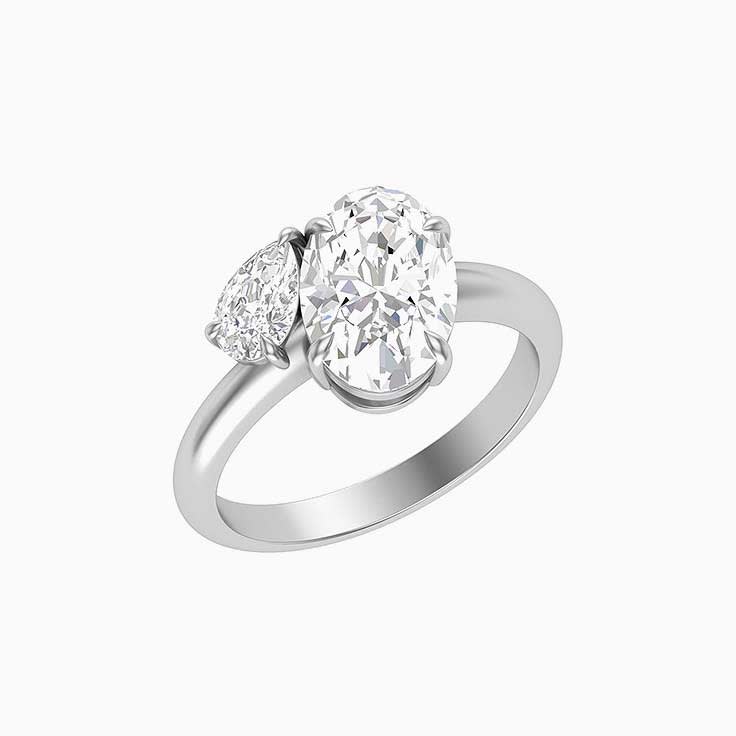 Lab grown diamond toi et moi engagement ring