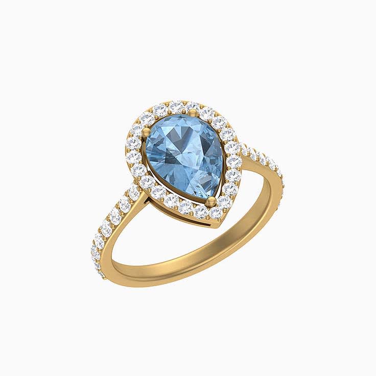 Pear Aquamarine and diamond Ring