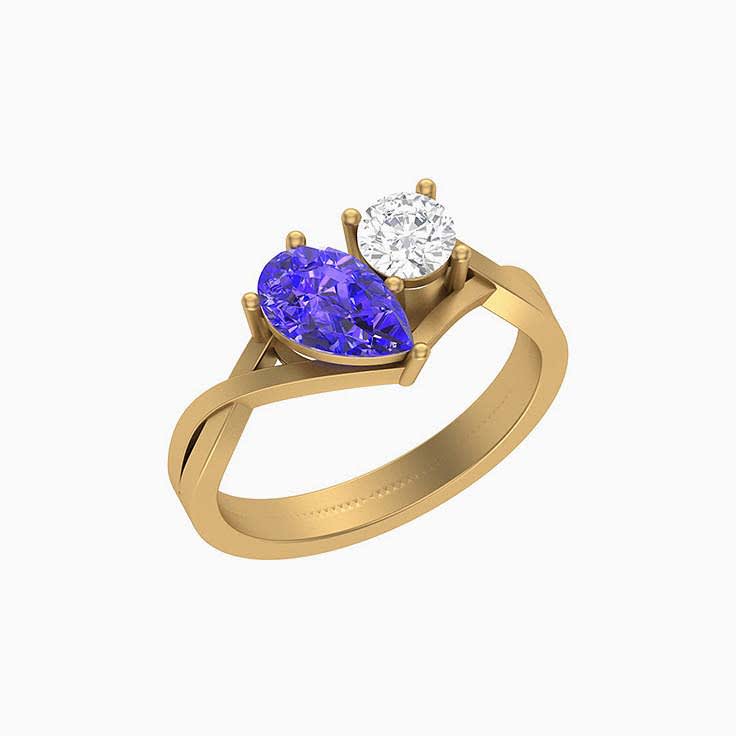 Purplish Blue Tanzanite and Natural Diamond