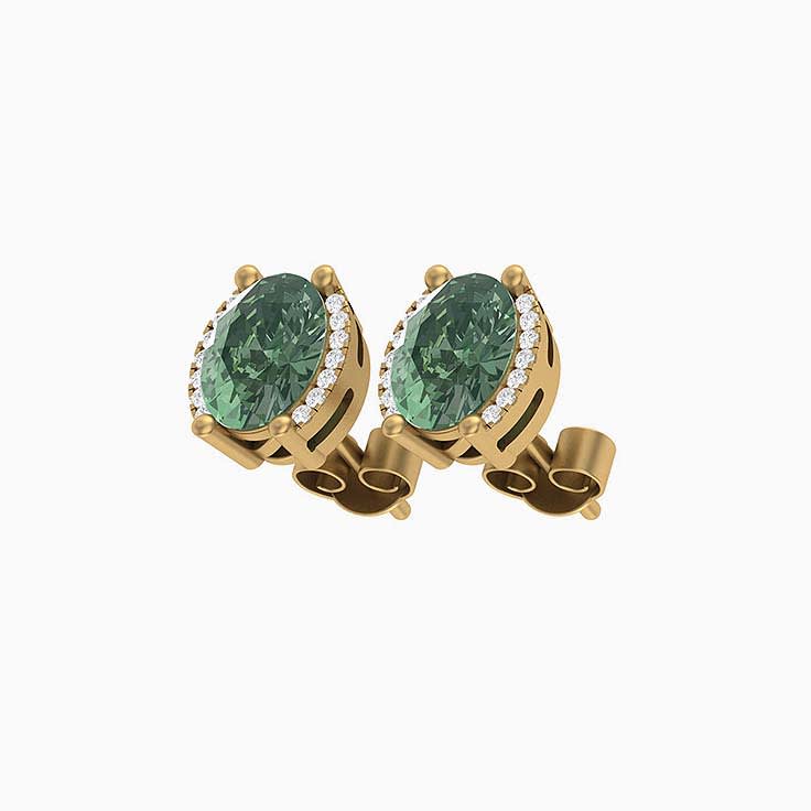 Australian Green Sapphire and Natural diamond earrings