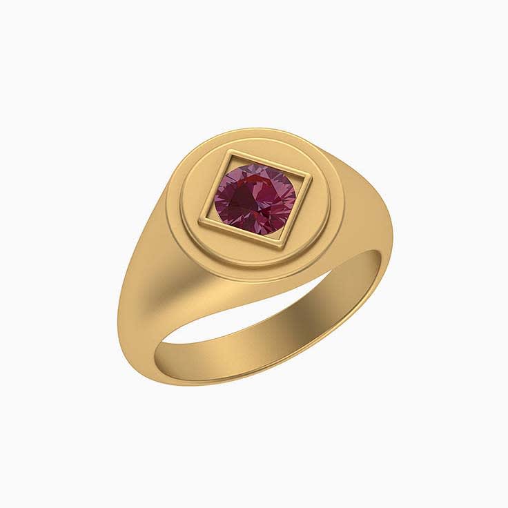 Purplish Red Natural Ruby signet ring