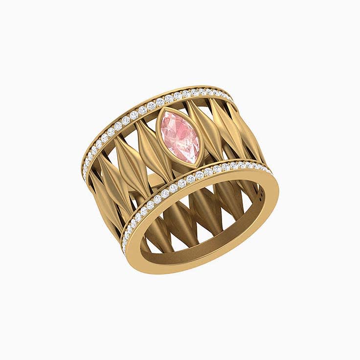 Morganite Wide band and Diamond ring