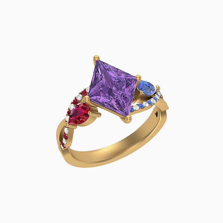 Amethyst lozenge shaped Engagement Ring