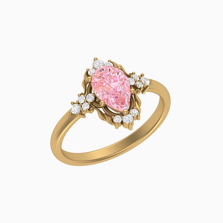 Natural Pink Sapphire and Diamond Vintage ring