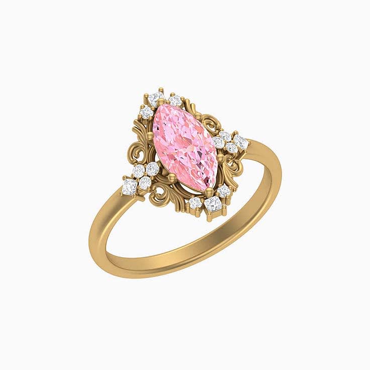 Pink Natural Sapphire and diamond ring