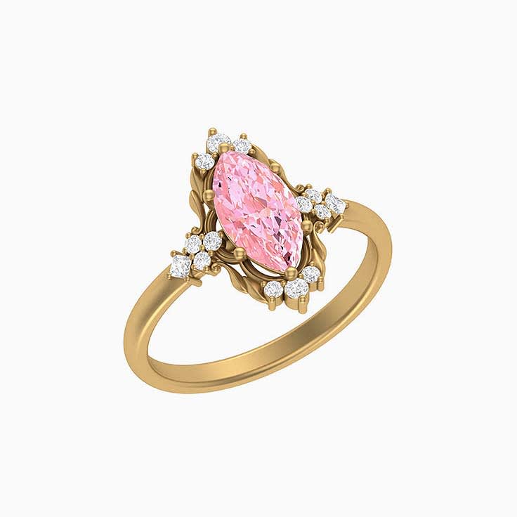 Natural Pink Sapphire 1ct and diamond ring