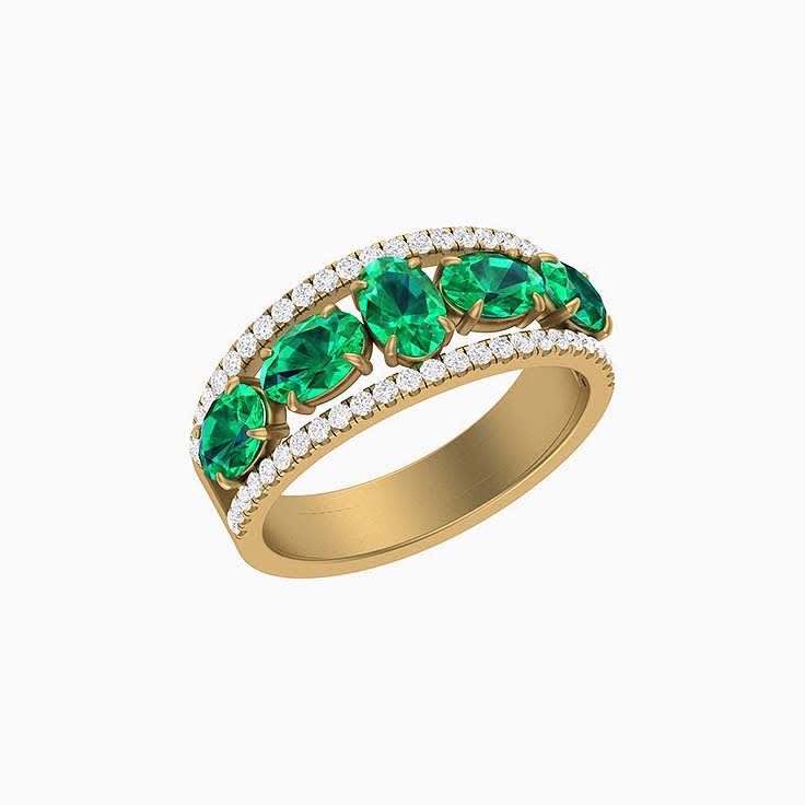 Lab Grown Emerald set with Natural Diamonds