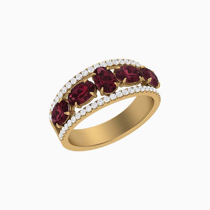 Garnet and Natural Diamond band