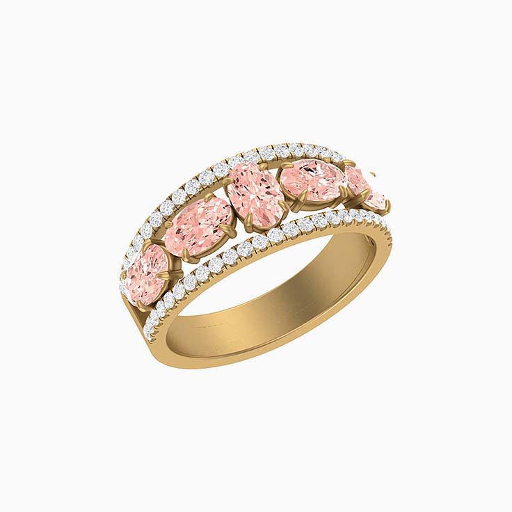 Morganite and Natural Diamond band