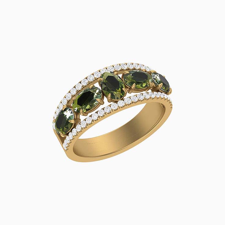 Natural Green Sapphires and Natural Diamonds