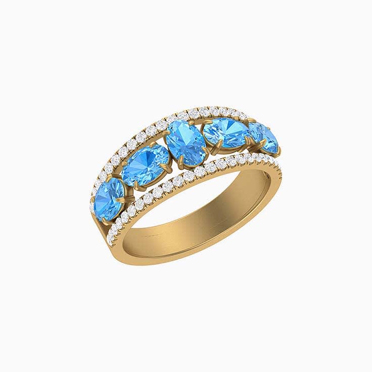 Natural Blue Topaz and natural Diamond band