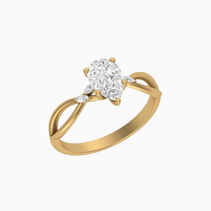 Lab Grown 1 and a half carat Pear cut Diamond ring