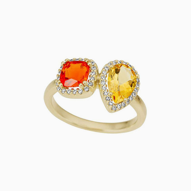 Citrine Fire Opal Ladies Ring