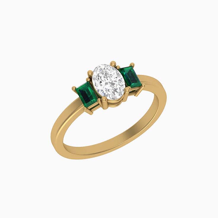 Oval Natural diamond with Emeralds