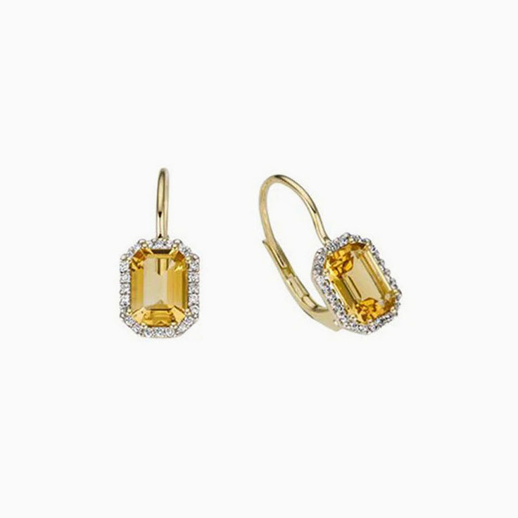 Emerald Citrine Earrings in Gold