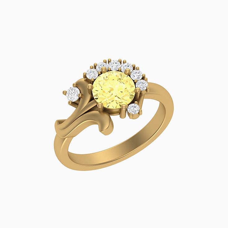 Yellow Ceylon Sapphire and Semi Halo ring