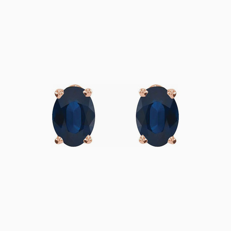 Rose gold Lab Grown Blue Sapphire Earrings