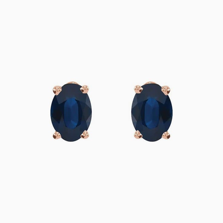 Rose gold Lab Grown Blue Sapphire Earrings