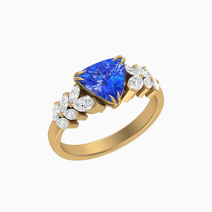 Cornflower blue Ceylon sapphire and Diamond Marquise cut ring