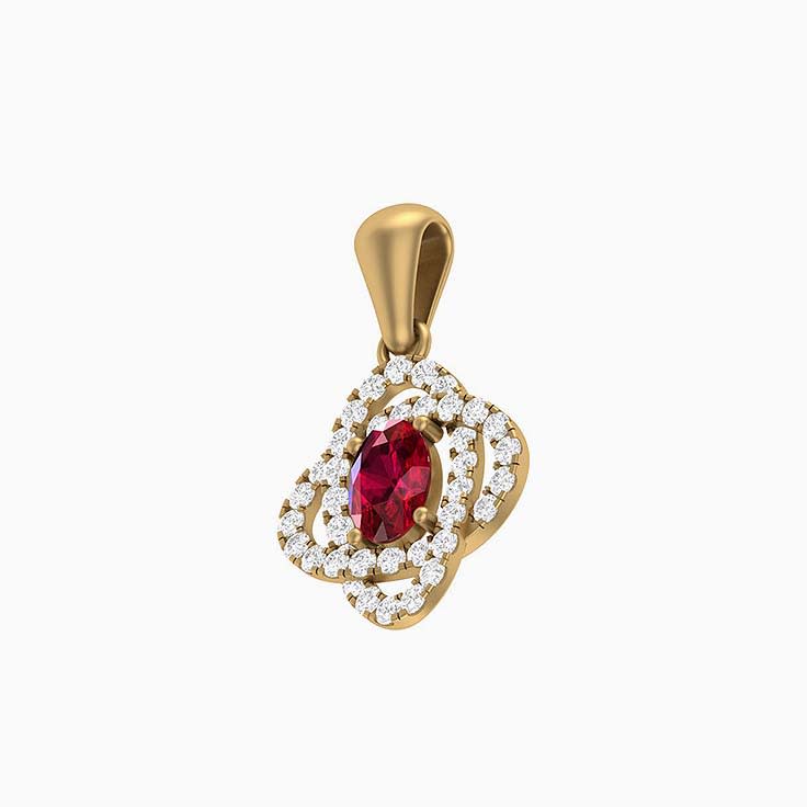 Oval Pigeon Blood Red Ruby and diamond pendant