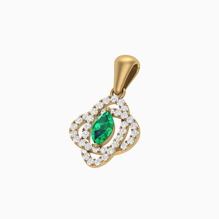 Emerald Marquise and Diamond pendant