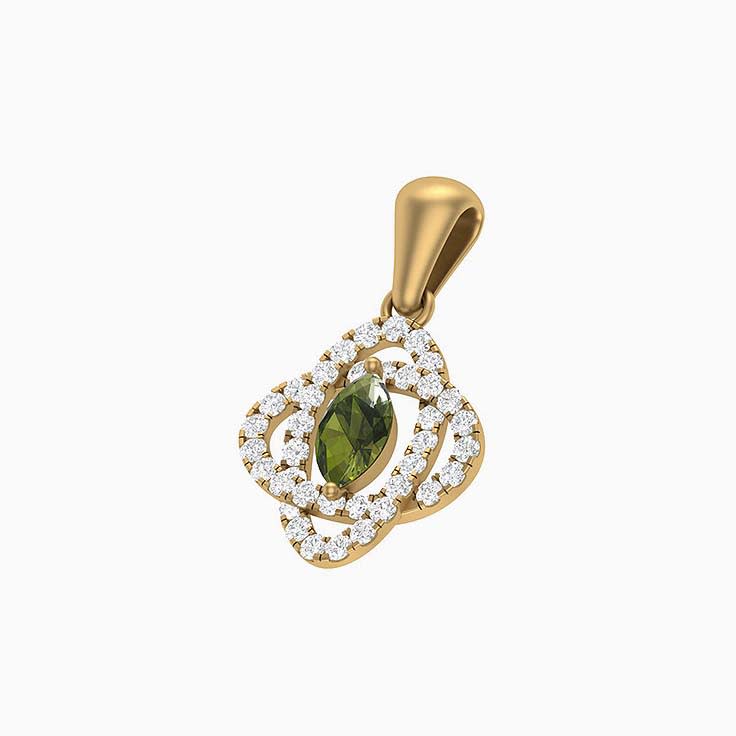 Green Sapphire marquise cut and diamond pendant