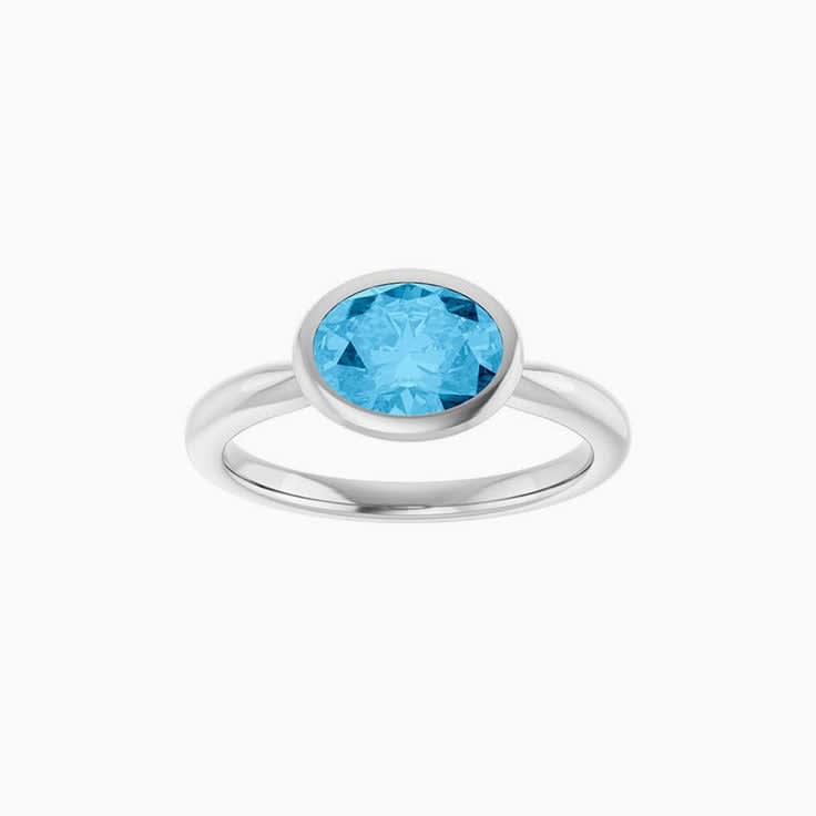 oval Swiss Blue Topaz Ring