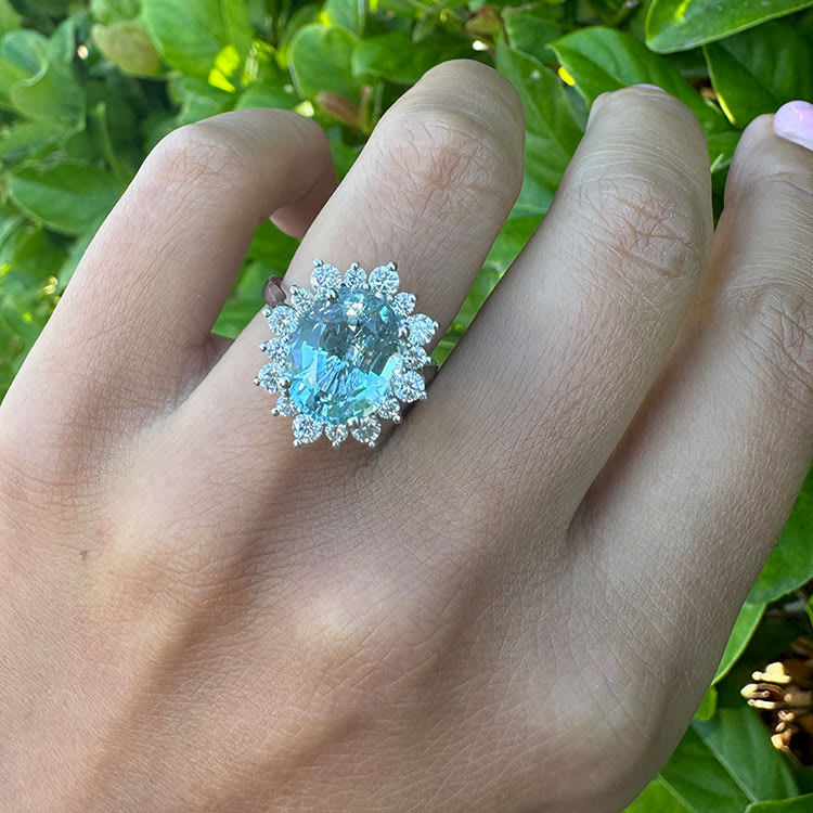 Santa Maria Aquamarine with diamond ring