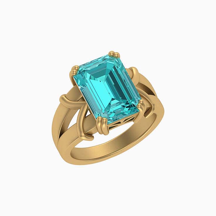 Paraiba Tourmaline Lab grown in a solid gold setting