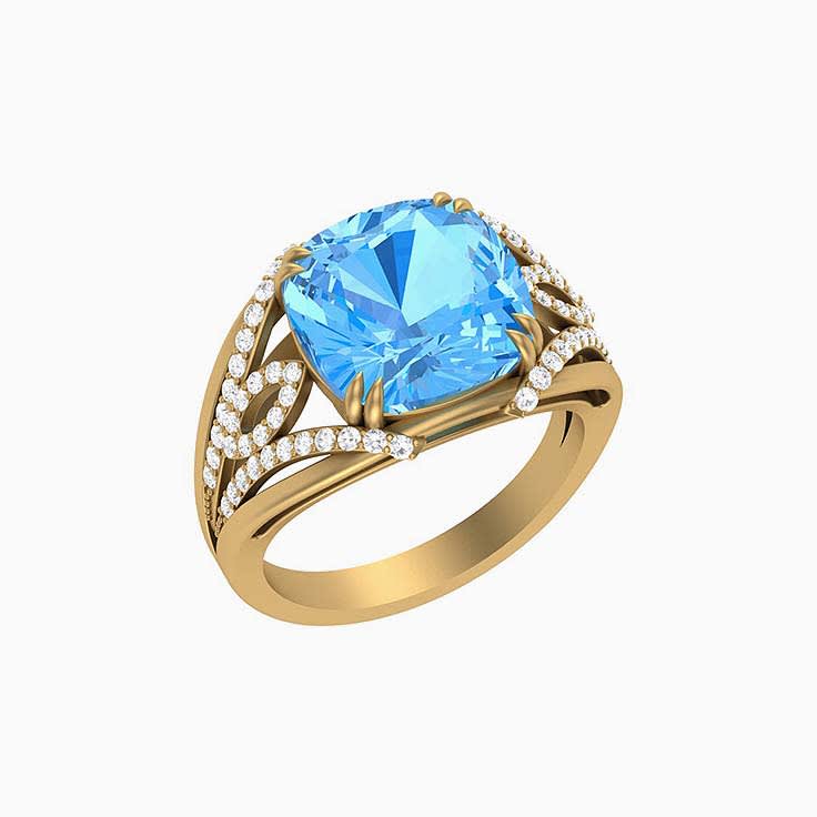 Royal London Blue Topaz and diamonds