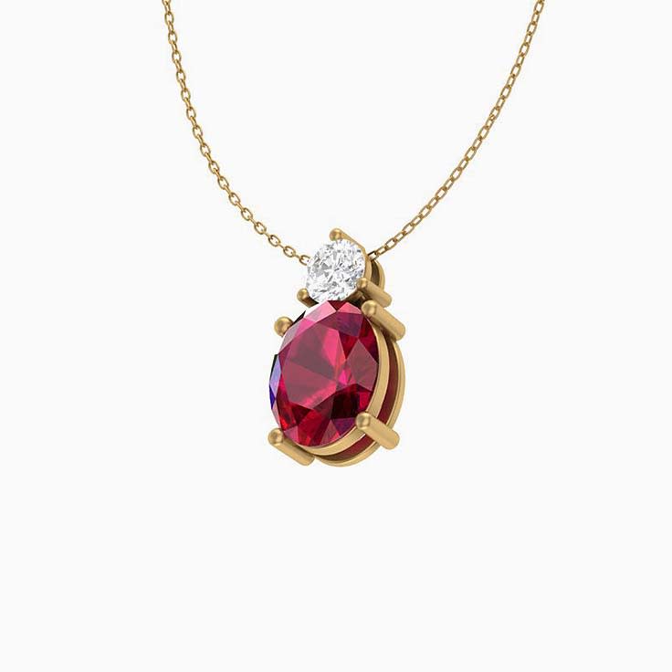 Oval Natural Ruby and Natural Diamond pendant