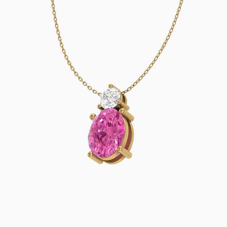 Natural Fancy Pink Sapphire and natural diamond pendant