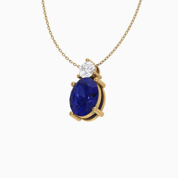 Natural Tanzanite and natural diamond pendant