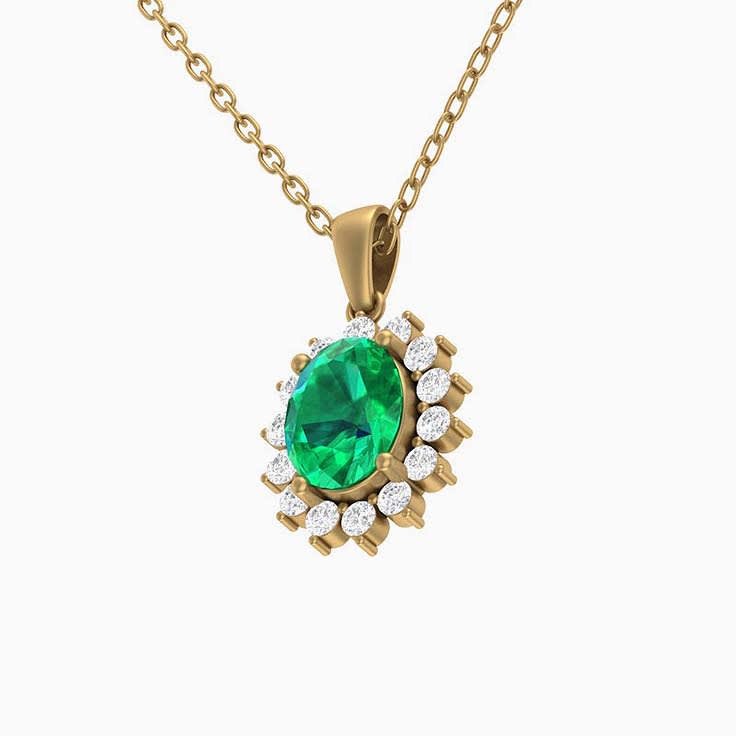 Natural Emerald and natural Diamond pendant